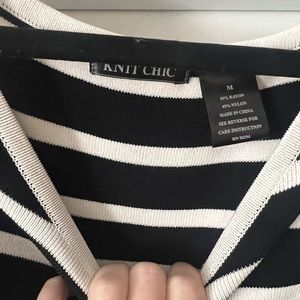 Black and White Stripe Knit Top